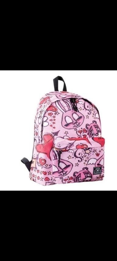 Розовый рюкзак школьный городской с зайчиком yes