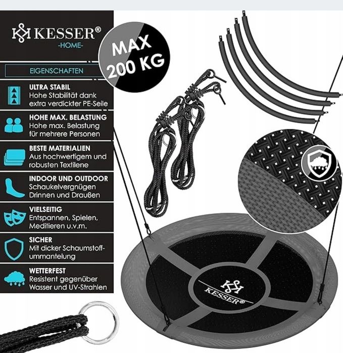 Huśtawka ogrodowa wisząca KESSER 120 x 120cm K43