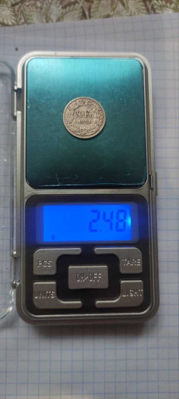 1\2 франка, Швейцарія 1921 "B",1967 "B", 1956 "B" 1948 "B"срібло 0.835