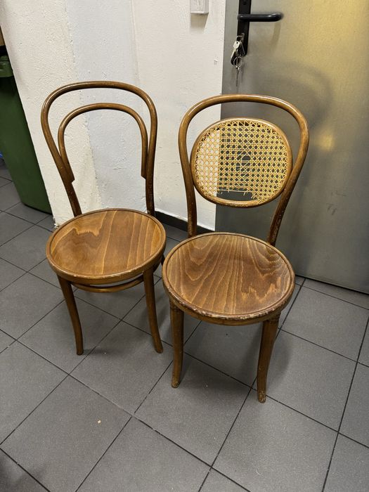 Krzesla drewniane fameg, rattan, 2 szt
