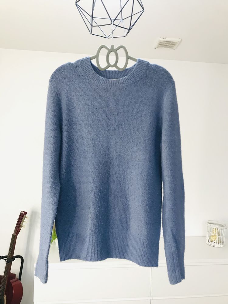 Niebieski sweter z długim rękawem H&M 34 (XS) basic