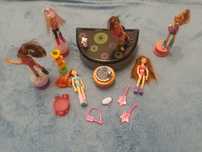 Polly Pocket 6 lalek + podest grający + akcesoria