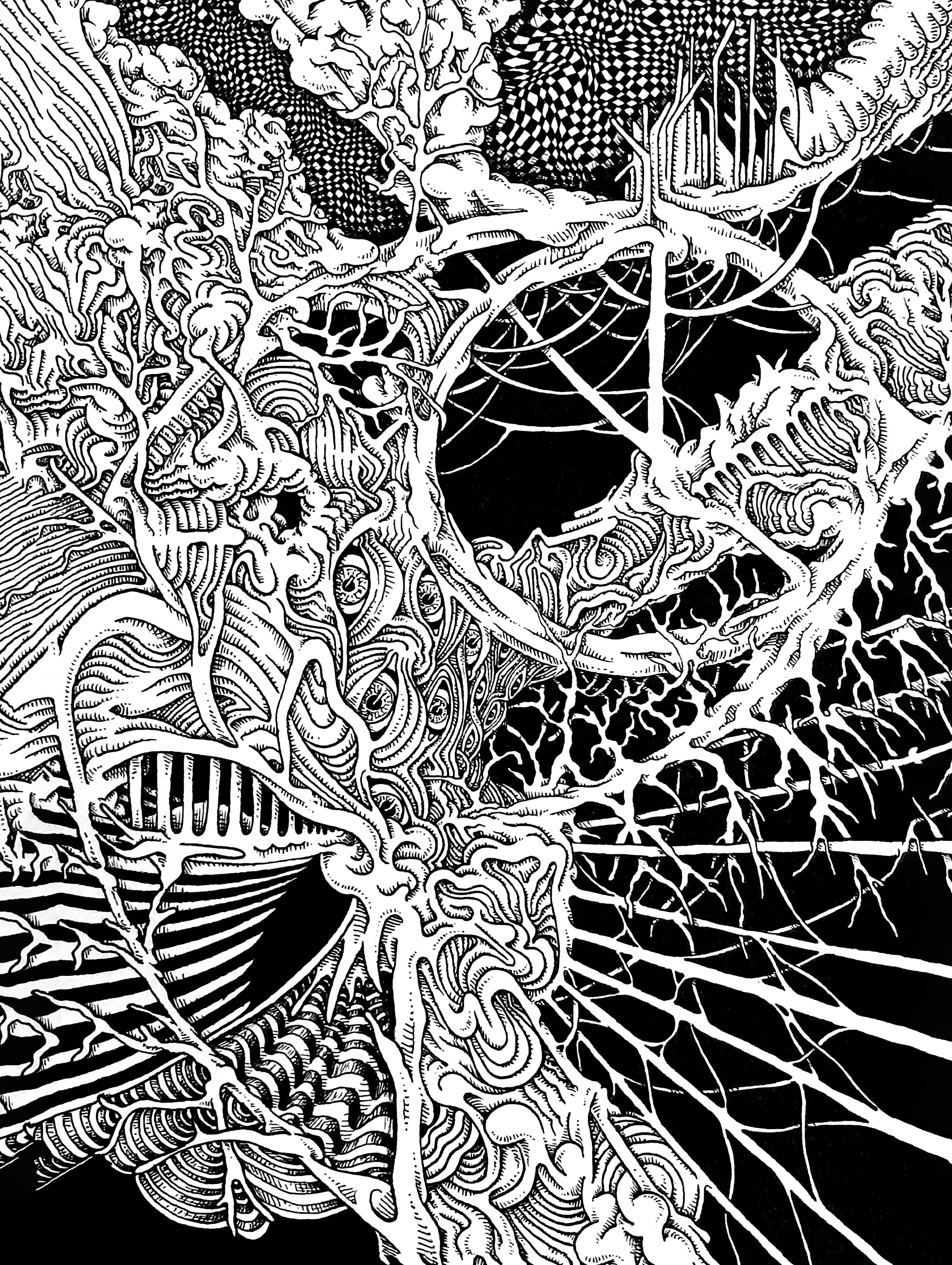 Plakat "ŻYWA MATERIA" Abstrakcyjny Surrealizm Polski Psychodeliczny