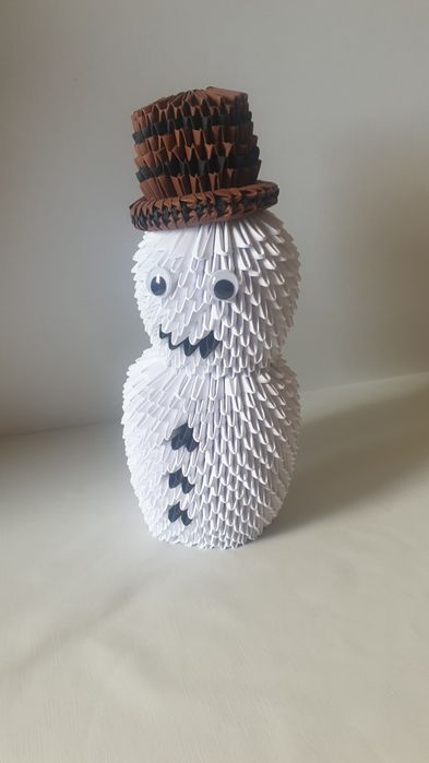 Bałwanek origami ręcznie robiony modułowy