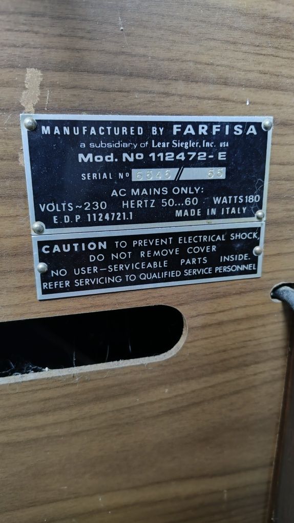 Organy elektryczne Manufactured by Farfisa mod N o 112472