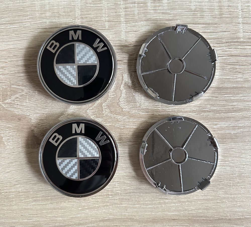 Conjunto 4 centros jantes BMW 56mm 60mm 65mm 68mm Carbono incluído
