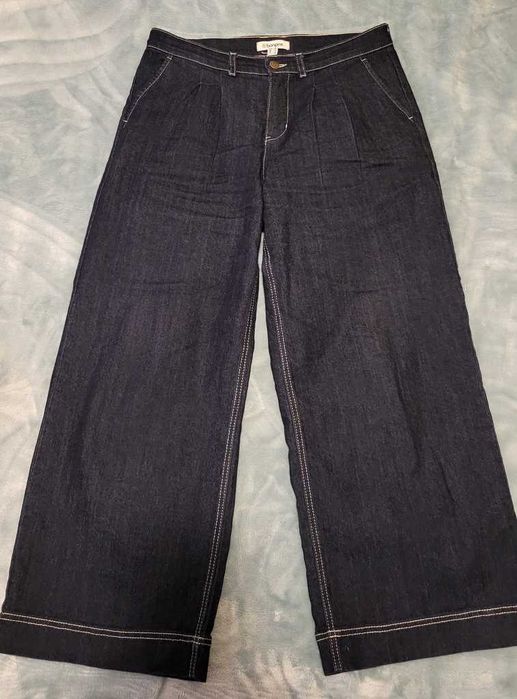 Modne szerokie jeansy z Bonprix, ciemny jeans, rozmiar 42