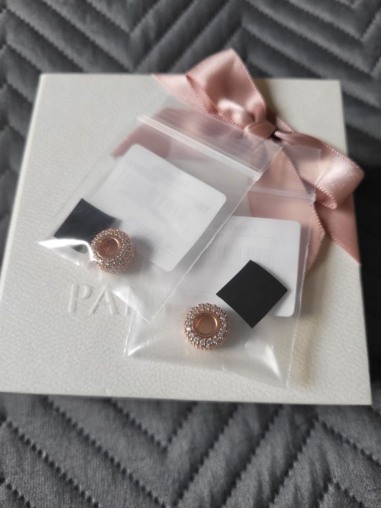 Pandora 2x charms Rose 782820C01 nowe