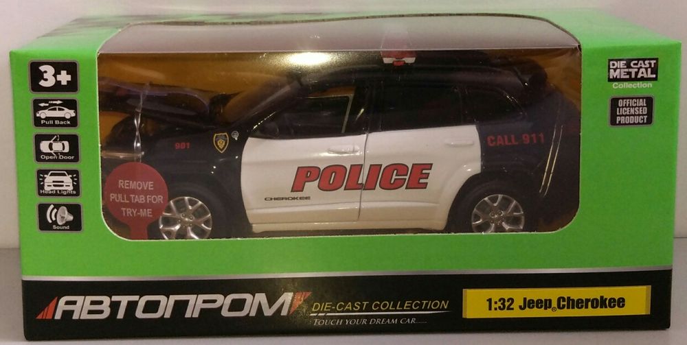 JEEP Cherokee Police модель 1:32 ТМ Автопром Металлическая звук свет