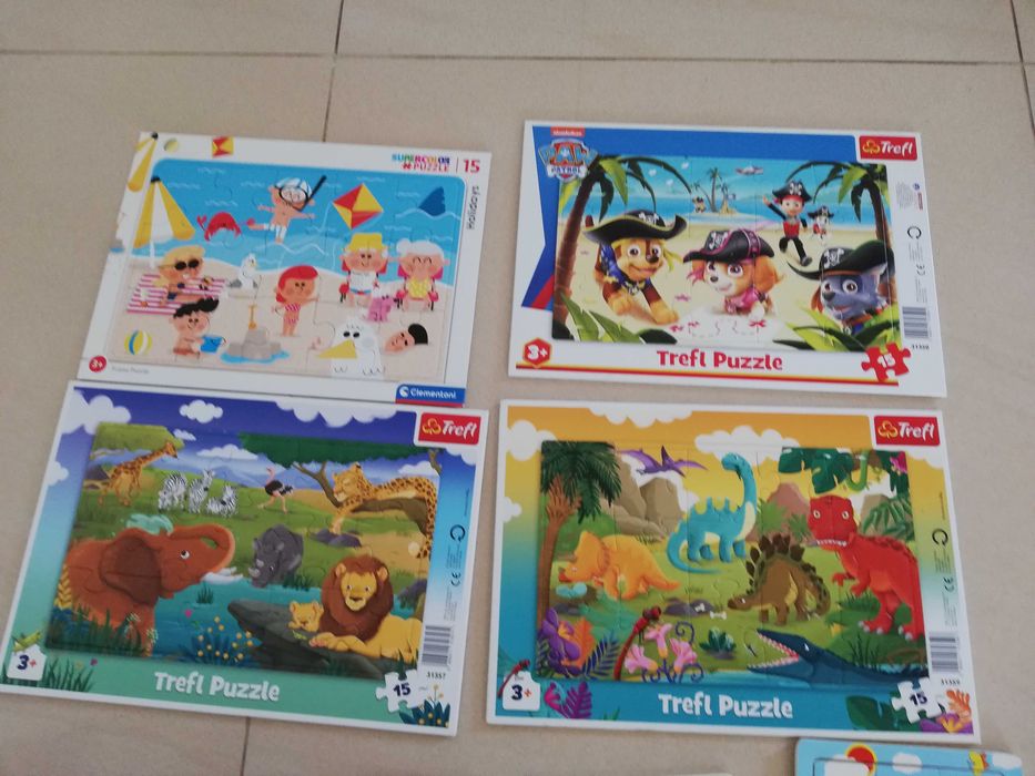 Duży Zestaw Puzzli dla dzieci 2+ w ramce 8szt drewniane puzzle