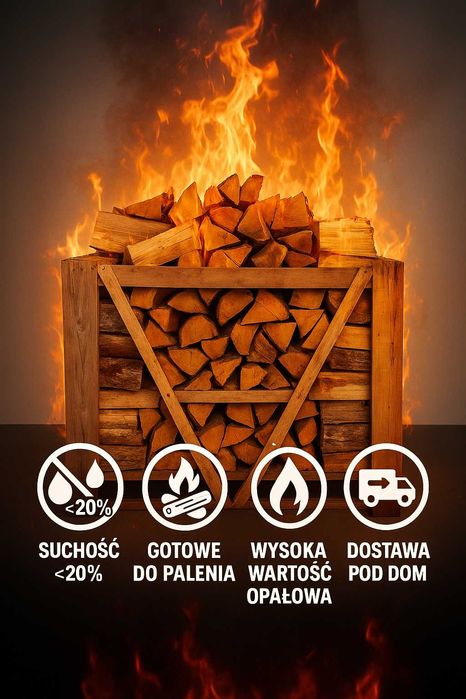 BUK drewno kominkowe z dostawą suche 20% do kominka opałowe bukowe 1MP