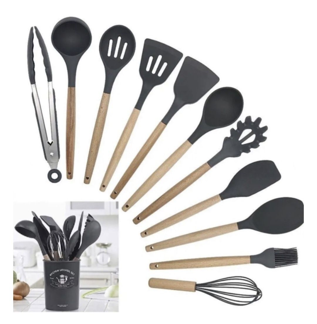 Набір кухонного приладдя 12 предметів сірий Kitchen Set