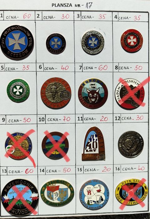 17 Sprzedam odznaki turystyczne PTTK, PTT, Górskie, Przewodnickie, itd