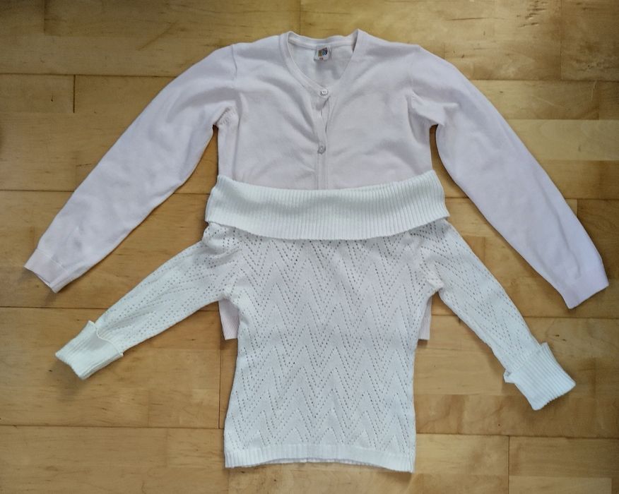 Sweter biały i różowy