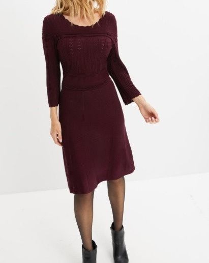 B.P.C sukienka dzianinowa ażurowa fiolet r.36/38