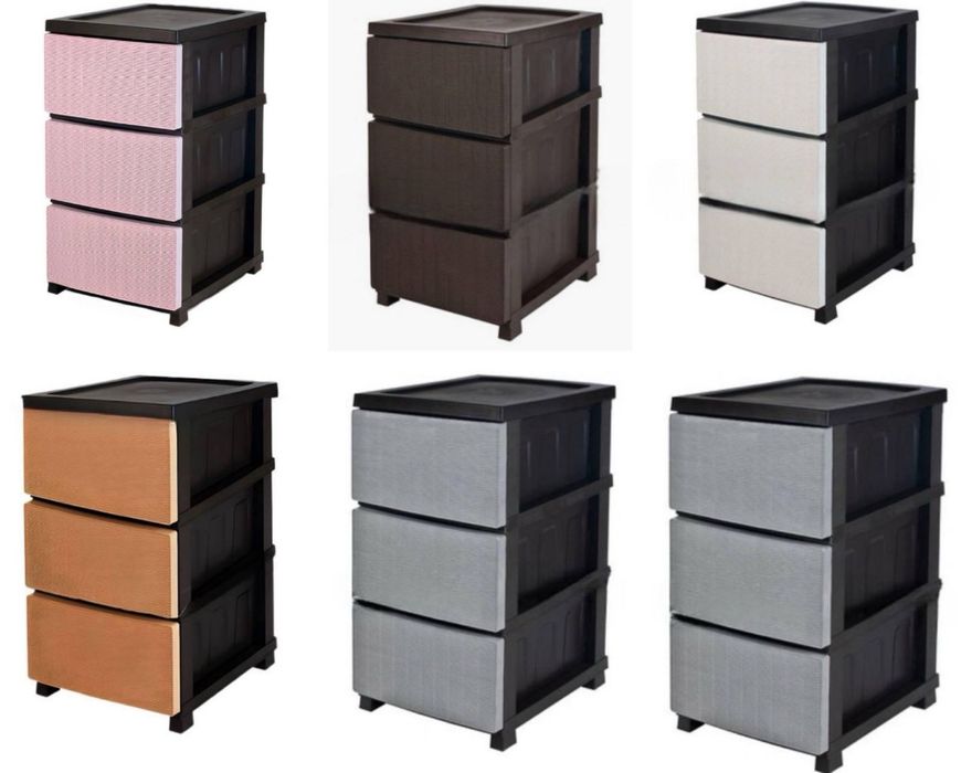 Бежево-коричневый кoмод, шкaфчик на 4 и более ярусов для школьных веще