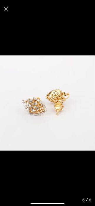 Brinco de ouro 14 k e diamante natural