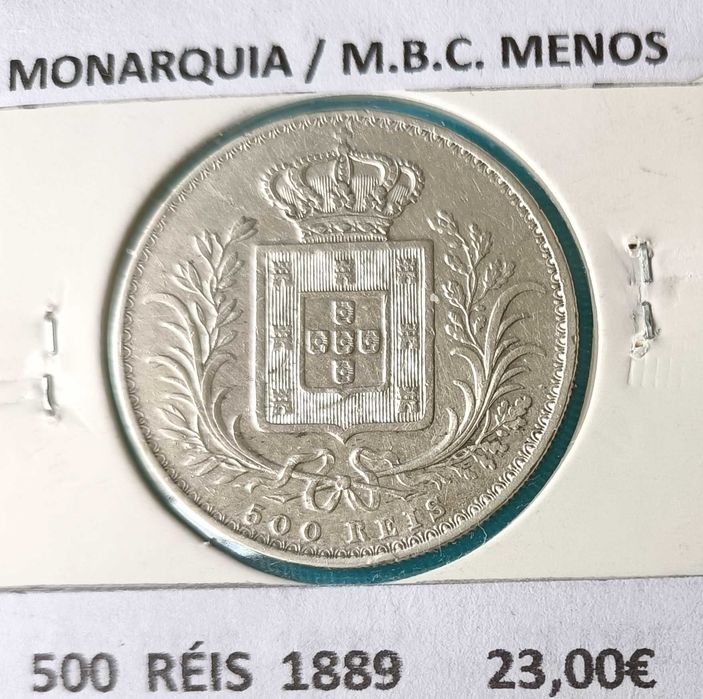 2 Moedas 5 Tostões 500 Réis da Monarquia Portuguêsa  D. Luiz I Prata