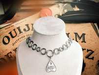 Gotycki choker chainmail – stal chirurgiczna 304, amulet planchette