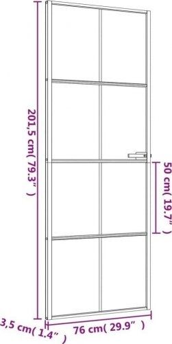 NOWE -70% czarne drzwi wewnętrzne 76x201,5cm z szkłem i aluminium