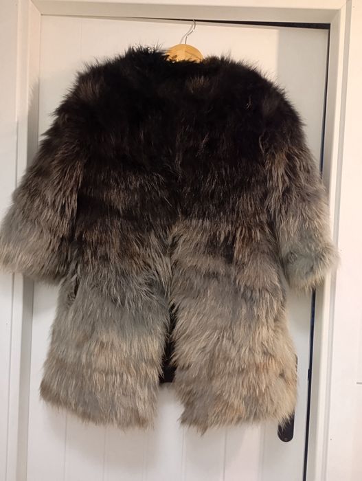 Futro naturalne czarne szare piękne Hit