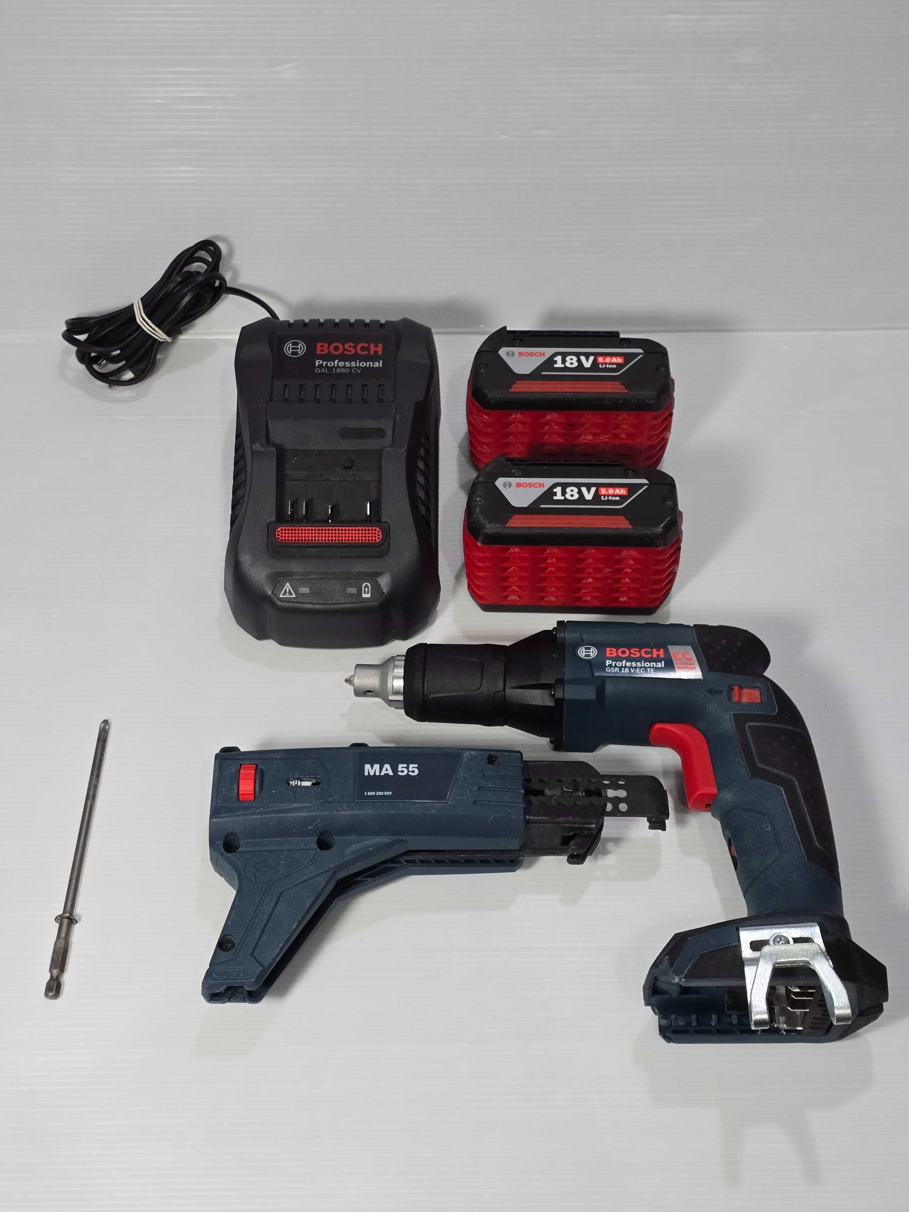 BOSCH Wkrętarka do płyt GK regipsów Akumulatorowa GSR 18V-EC TE 2x aku
