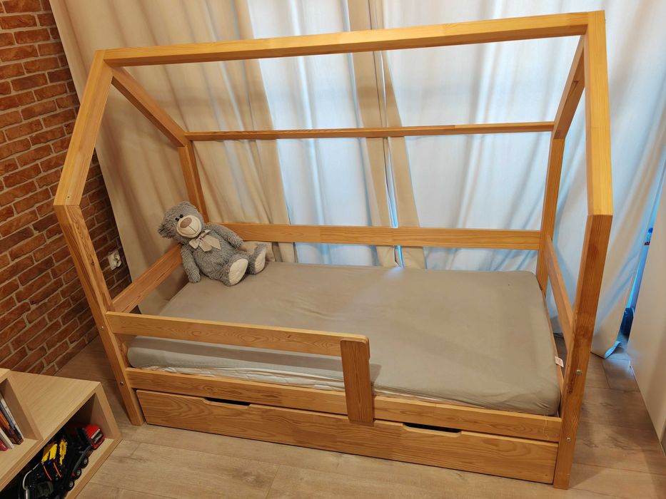 Łóżko dziecięce 160x80 domek + szuflada + materac