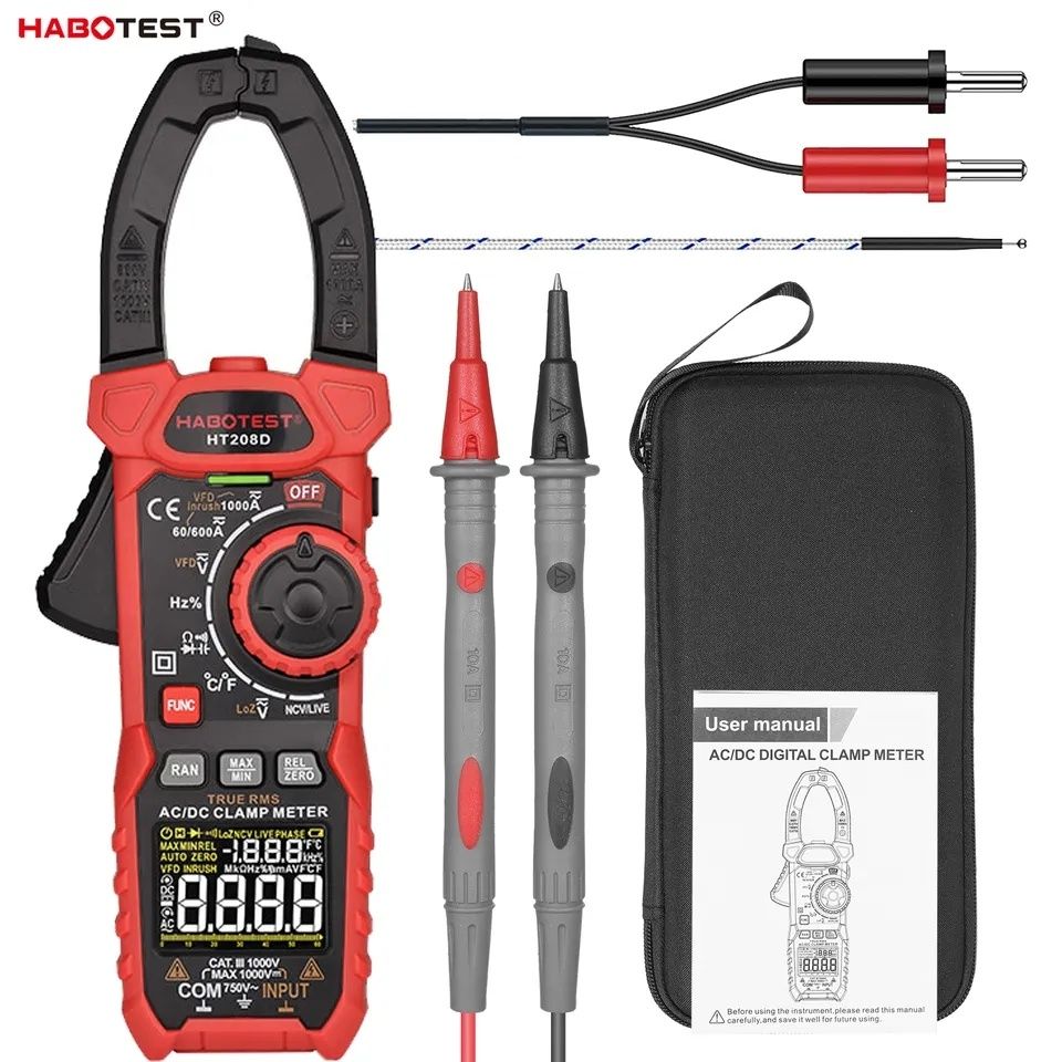 Токоизмерительные клещи Habotest HT208D AC/DC 1000A AC 750V/DC 1000V