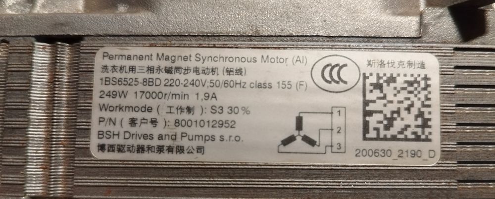 Silnik inwentorowy pralki Bosch 1BS6525-8BD
