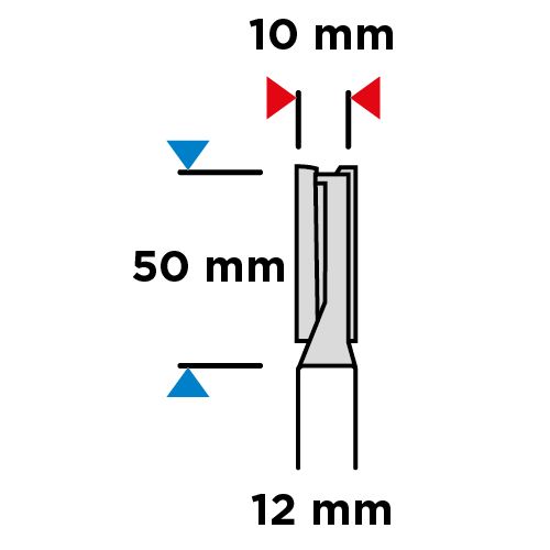 Frez Palcowy Dwuostrzowy Długi, Hm, 10 X 50 Mm, Trzpień 12 Mm