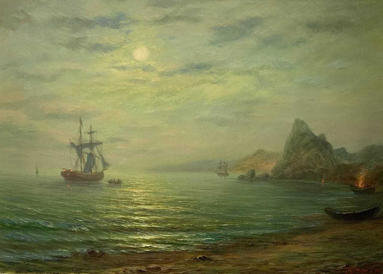 Картина маслом на холсте "Морское побережье"