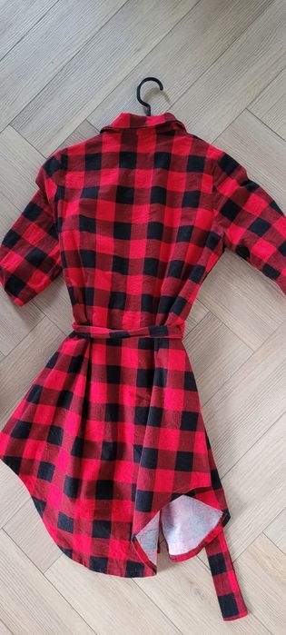 Piękna sukienka Asymetryczna koszula flanelowa kratka Pakuten nowa