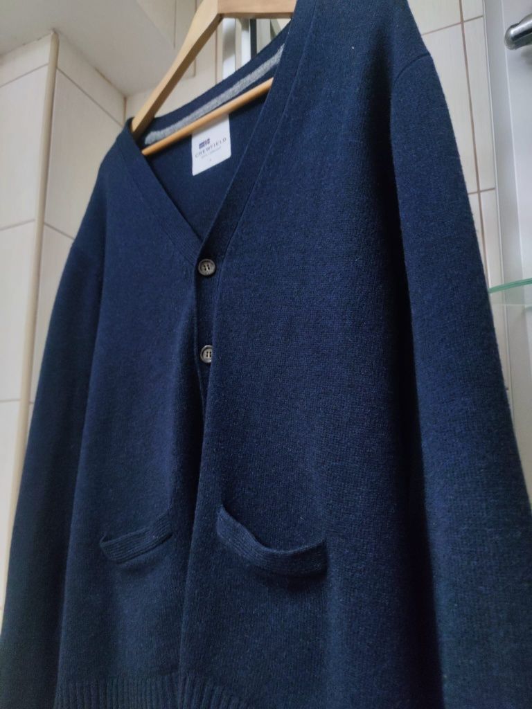 sweter sweterek bluza kardigan Crewfield granatowy niebieski classic L