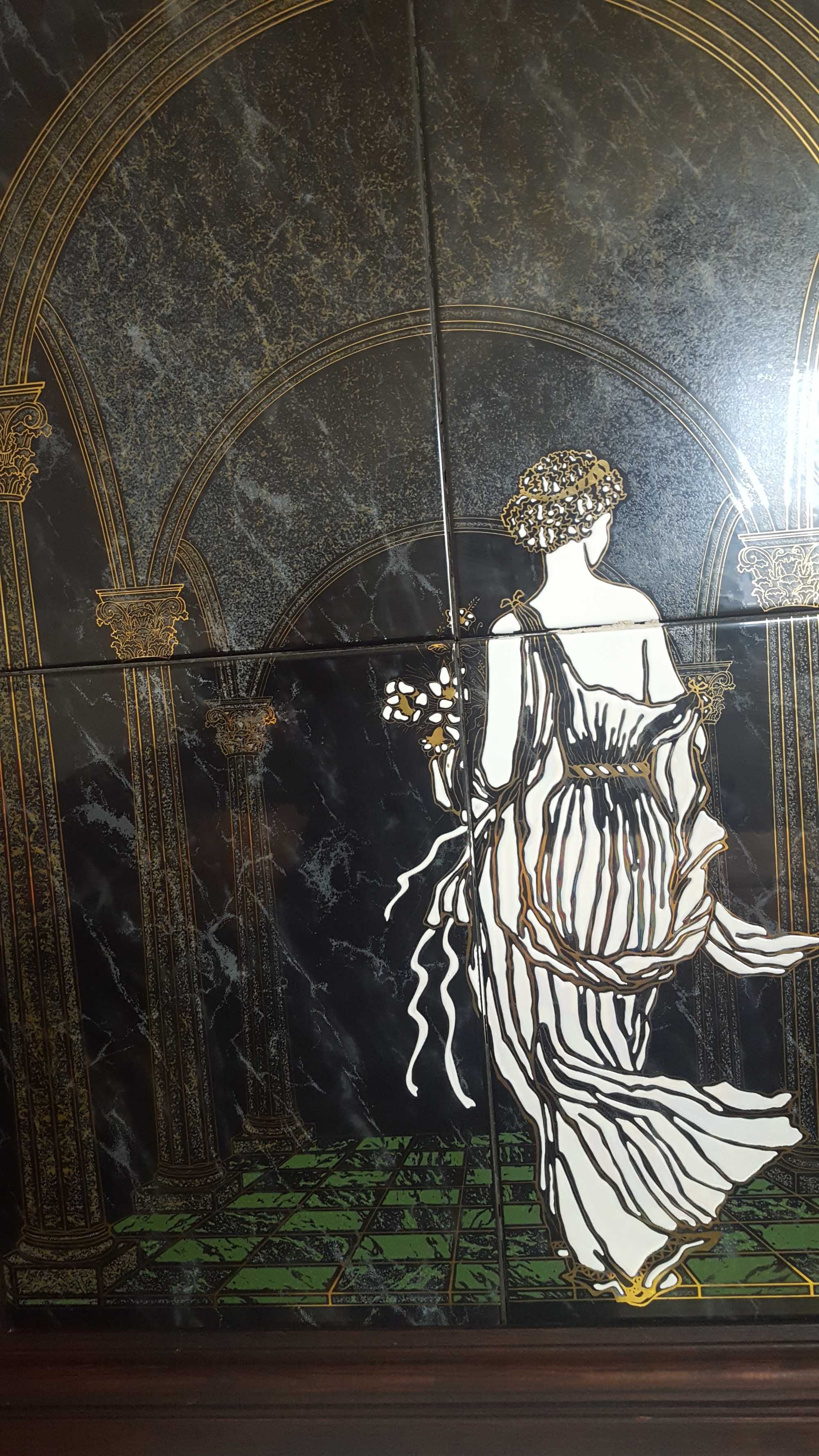 obraz ceramiczny w ramie drewnianej