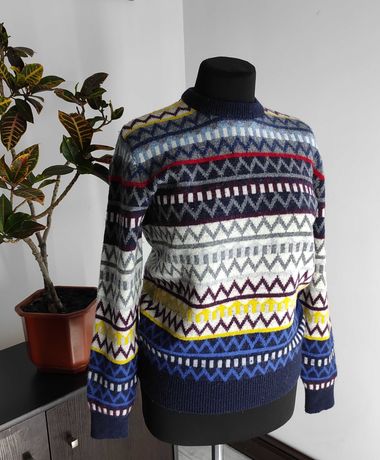 Теплий зимовий кольоровий джемпер светер від GAP із шерсті ягняти