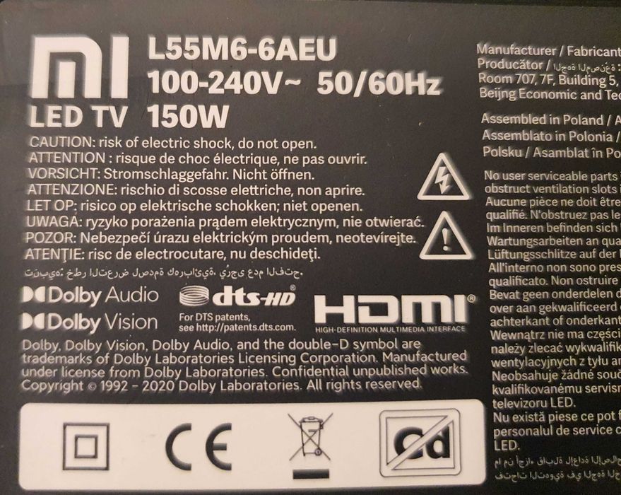 Peças para TV Xiaomi L55M6-6AEU - Porto