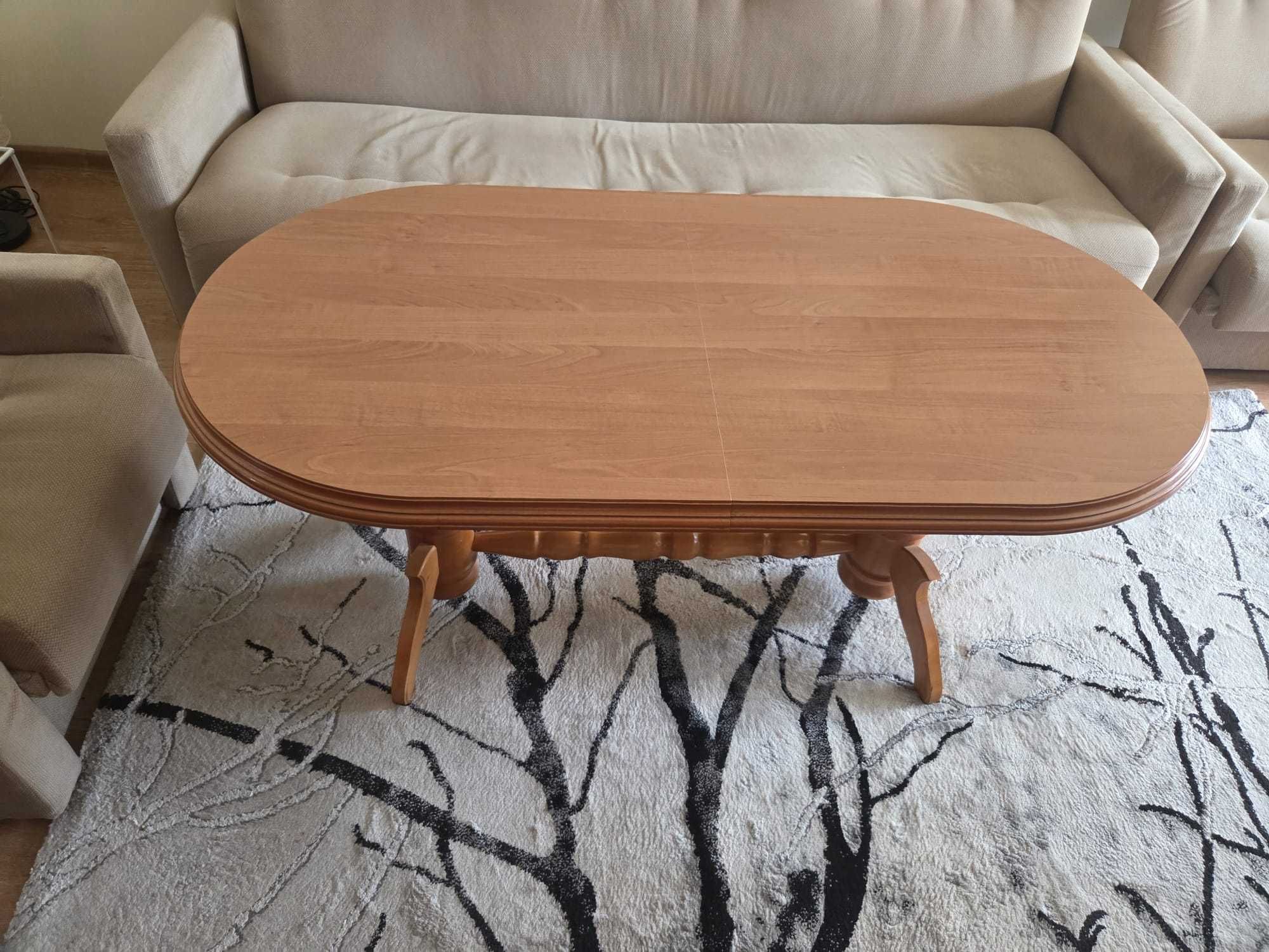 Zestaw Mebli Rozkładana Sofa + Dwa Fotele + Ława + Dwa Pufy