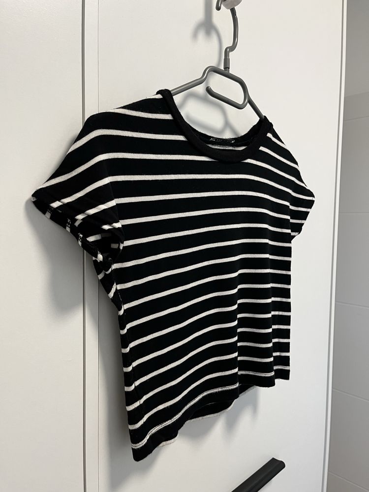 bluzka top w biało-czarne paski Zara S