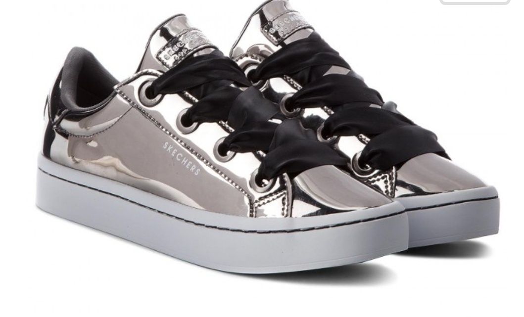 SKECHERS srebrne metaliczne trampki tenisówki 36 37 metallic stan bdb