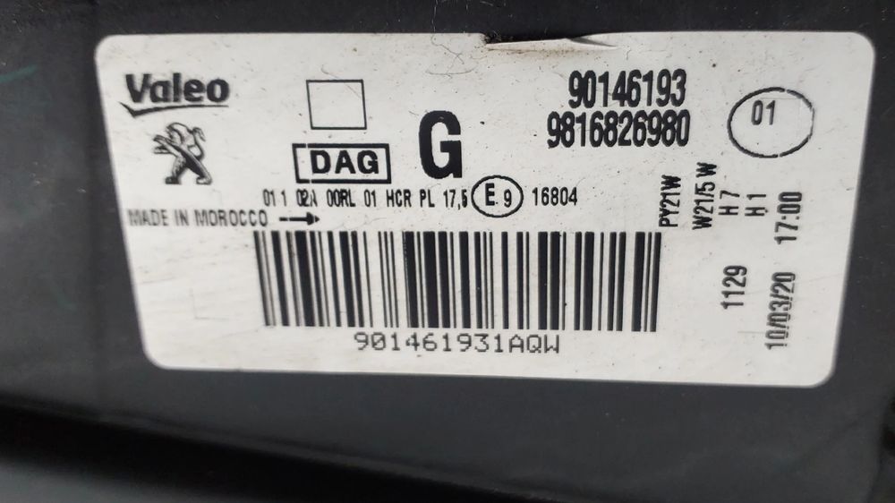 Ótica / farol esquerda PEUGEOT Partner (K9)