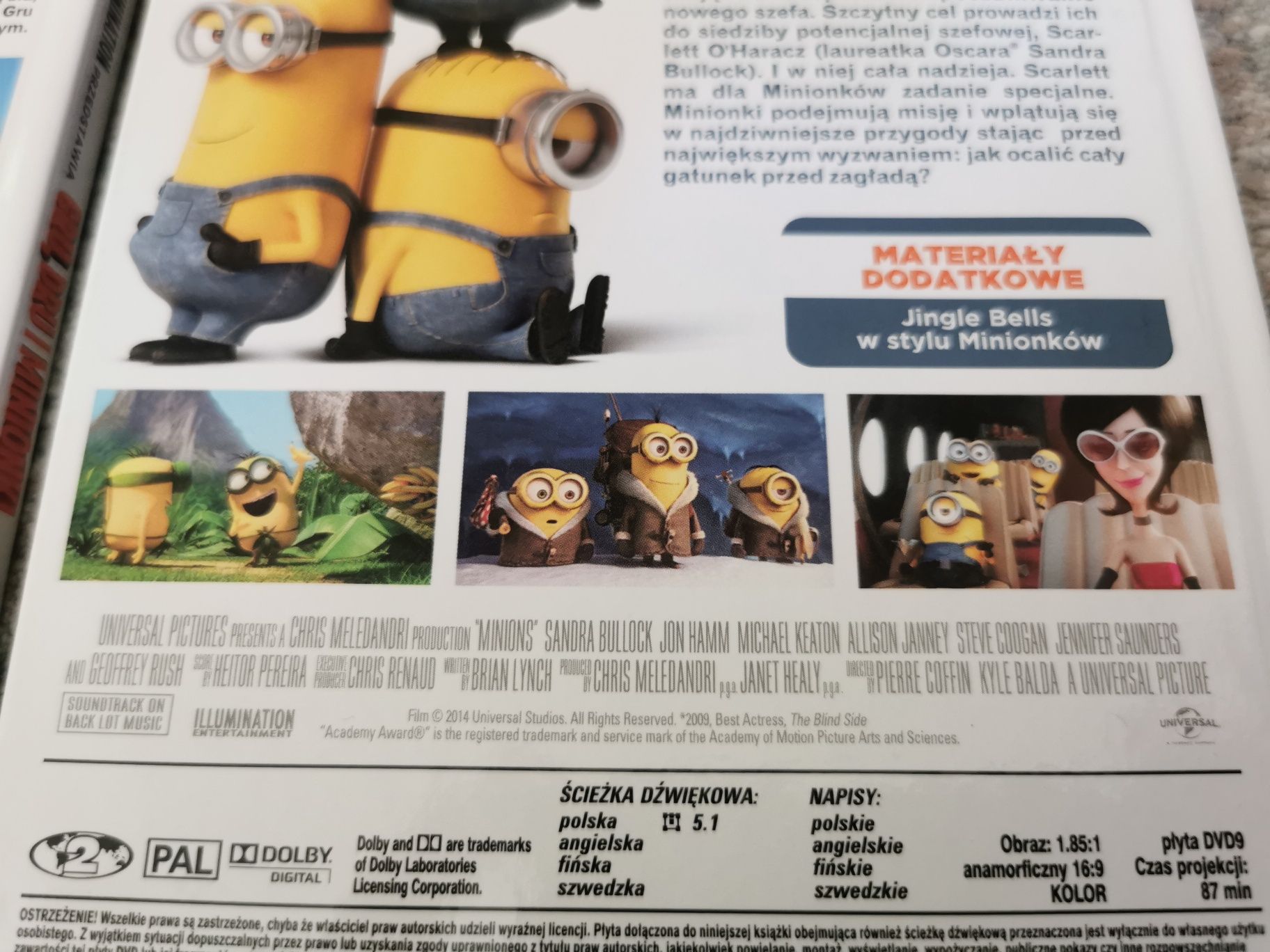 Minionki - filmy animowane na DVD - 3 części.