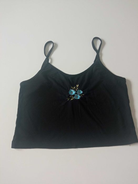 Romwe czarna koszulka damska crop top r S