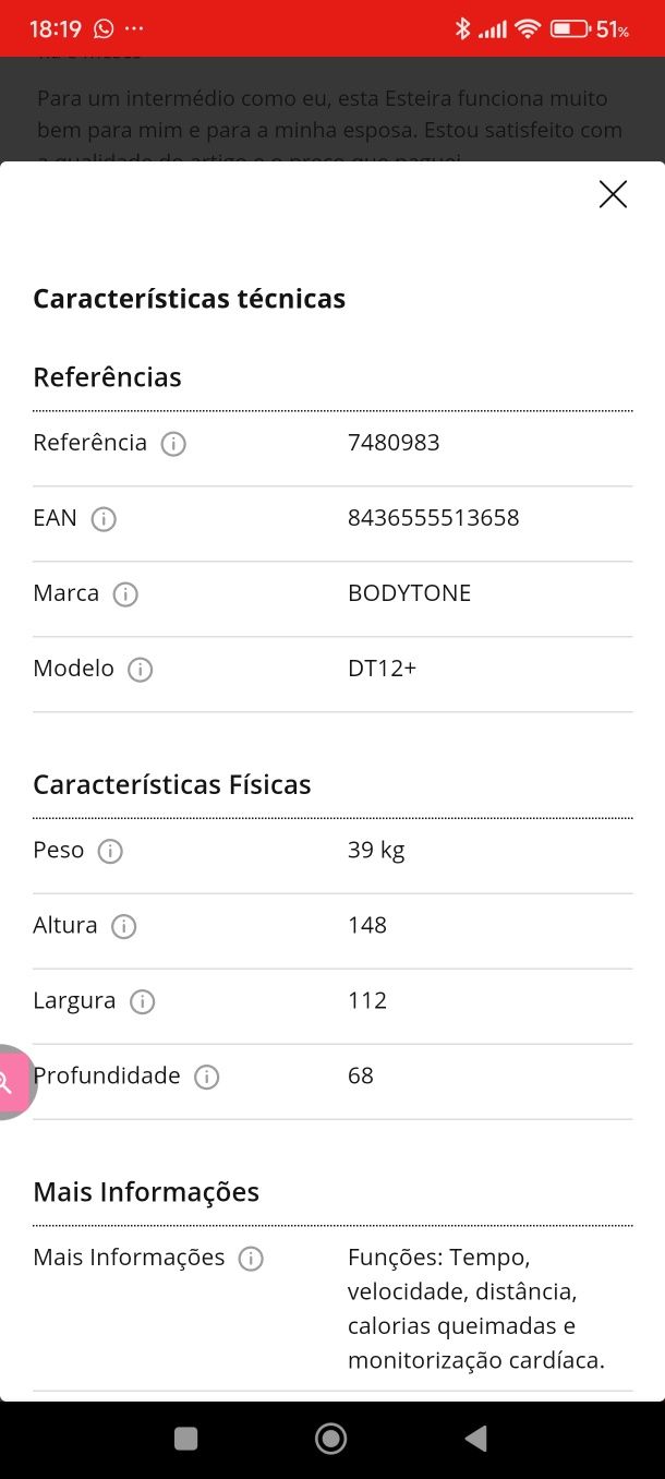 Esteira como nova