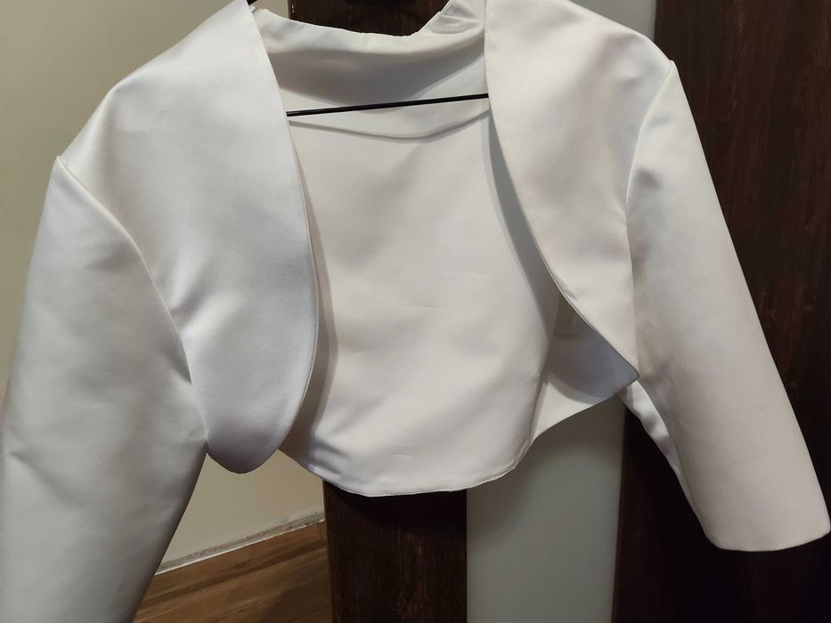 Krótkie Bolerko Białe Uniwersalne Satyna
