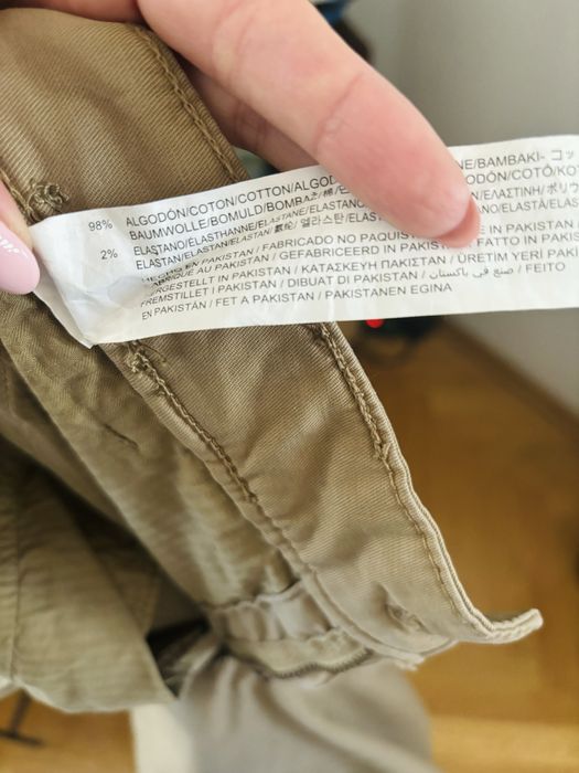 Spodnie męskie prosta nogawka Zara 42 jasne musztardowe beżowe bawełna