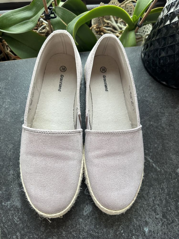 Nowe buty espadryle damskie wkładane wsuwane 38 fioletowe boho zamsz