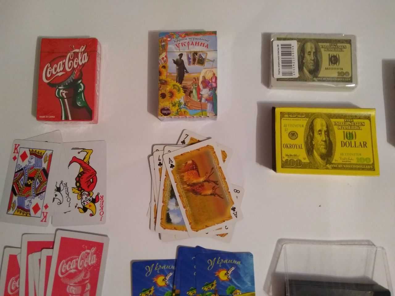 Карты игральные пластик. Козаки (Австрия), Доллар, Кока-кола, Украина.