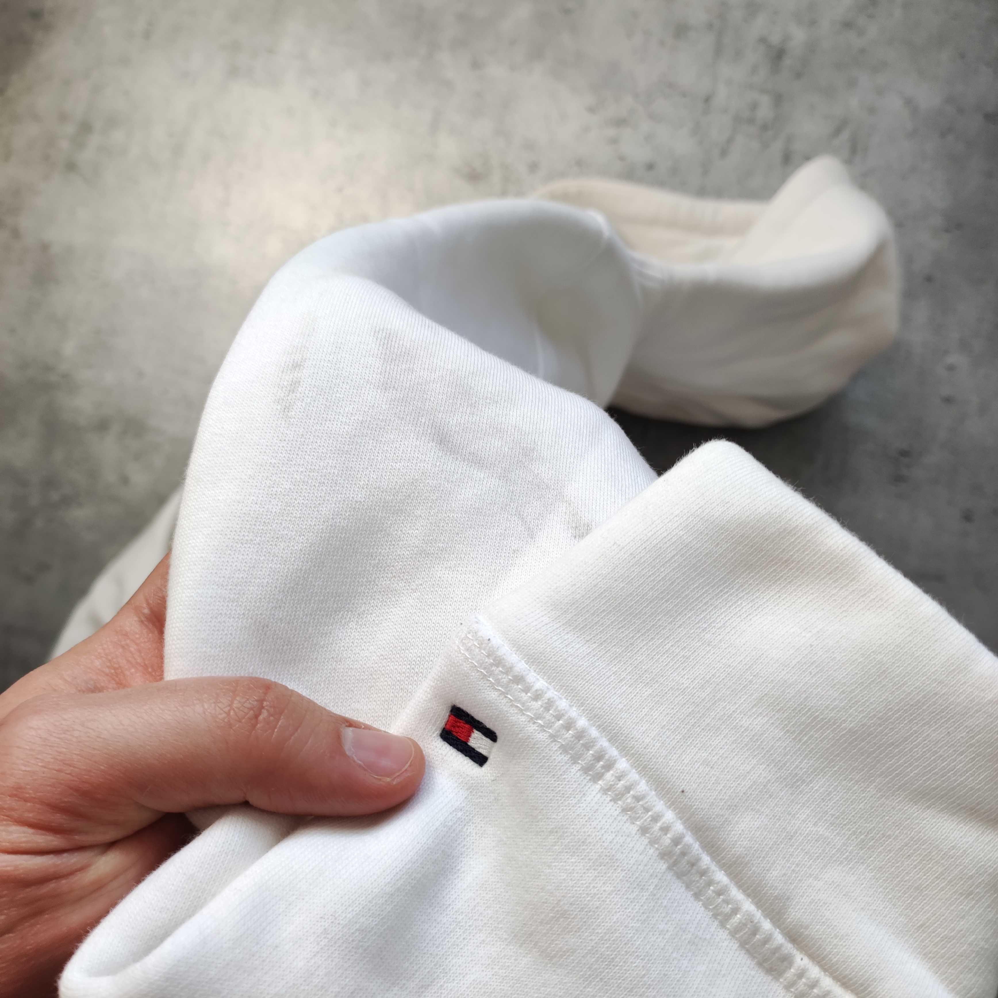 DAMSKA PREMIUM Bluza z Kapturem Biała Haft Logo Tommy Hilfiger Casual