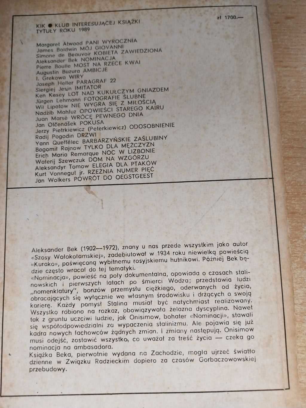 Nominacja. Aleksander Bek