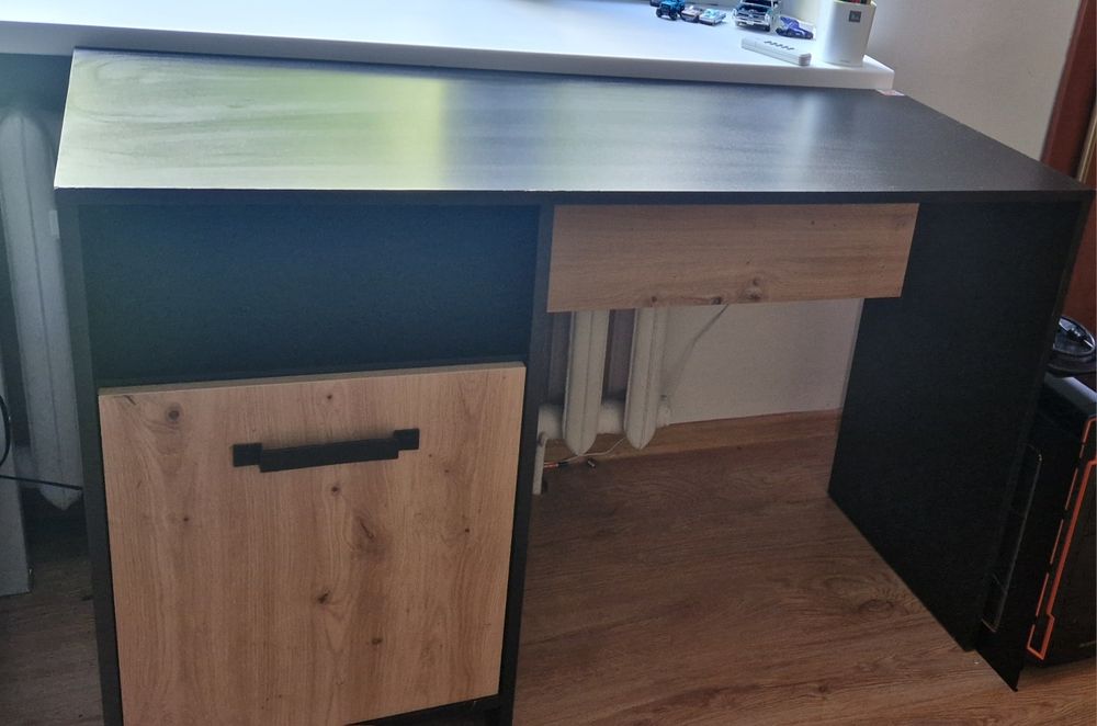 Biurko czarne z szafką STONE II